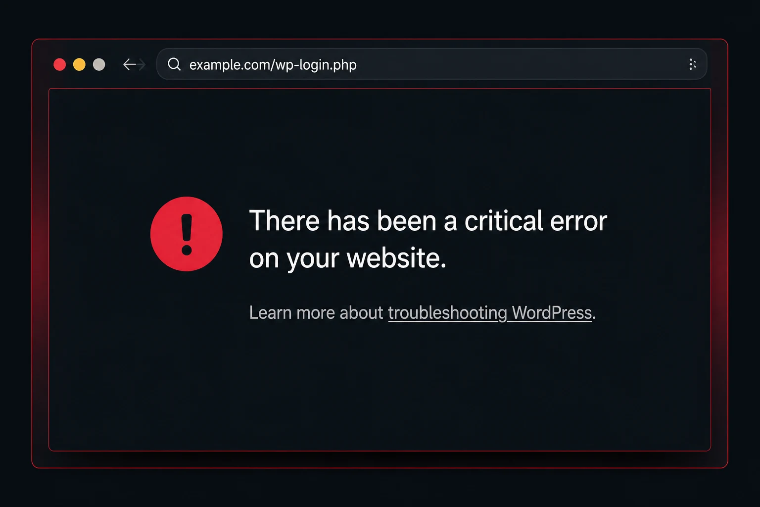 Controlled demonstration of a WordPress critical error being reproduced