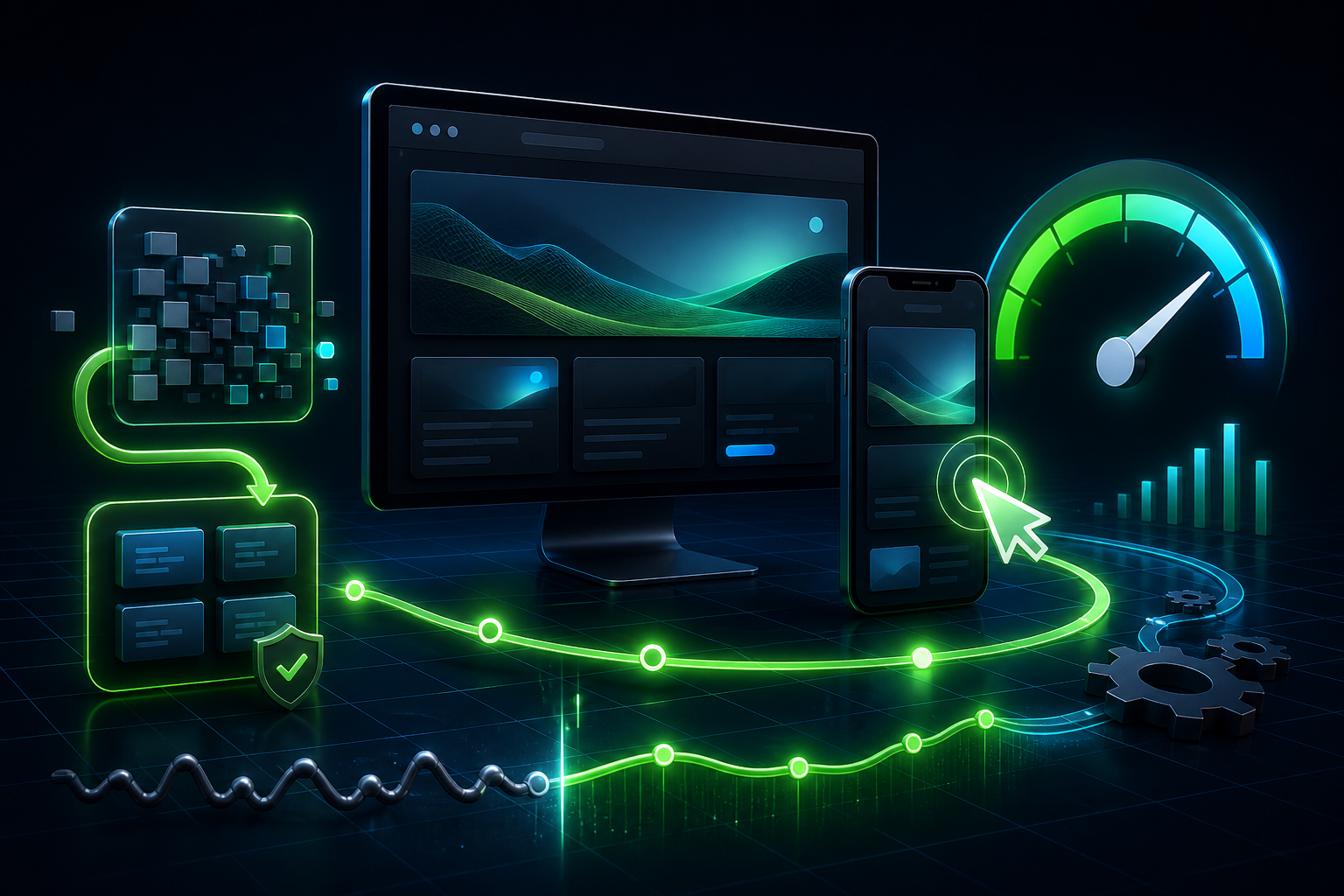 Improve INP on WordPress visual showing responsive clicks, JavaScript cleanup, Core Web Vitals, and safe interaction testing