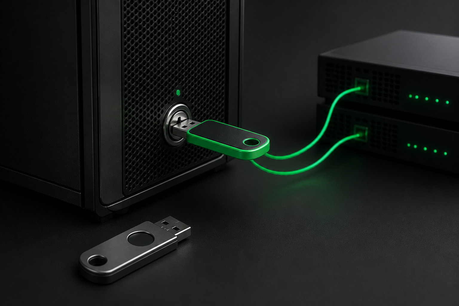 WP Rocket security alert illustration showing a replacement key connected to a server and the old key disconnected